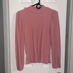 Rose, gold/neutral pink, puff shoulder size L light weight sweater 100% cotton